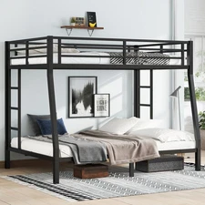 Metal Bed Frame Full XL over Queen Bunk Bed for Teens and Adults Bedroom