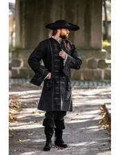 Edward Black Pirate Coat - Medieval Renaissance LARP Mens Frock Jacket - Gothic