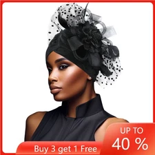 Flower Mesh Bonnet Cap Women Hijab Turban African Wedding Hat Nigerian Headwrap