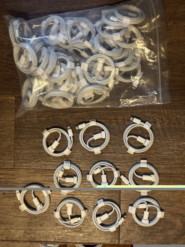 Lote de 50 cables de carga originales Apple de 1 m (3 pies) Lightning a USB-C (caja tirada) Foto 2 de 4