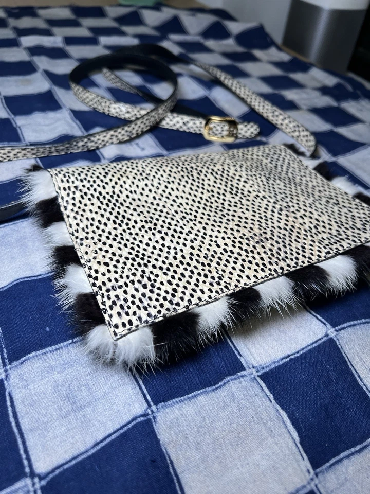 Fendi Dalmatian Crocodile And Fur Shoulder Clutch - Image 2 of 4