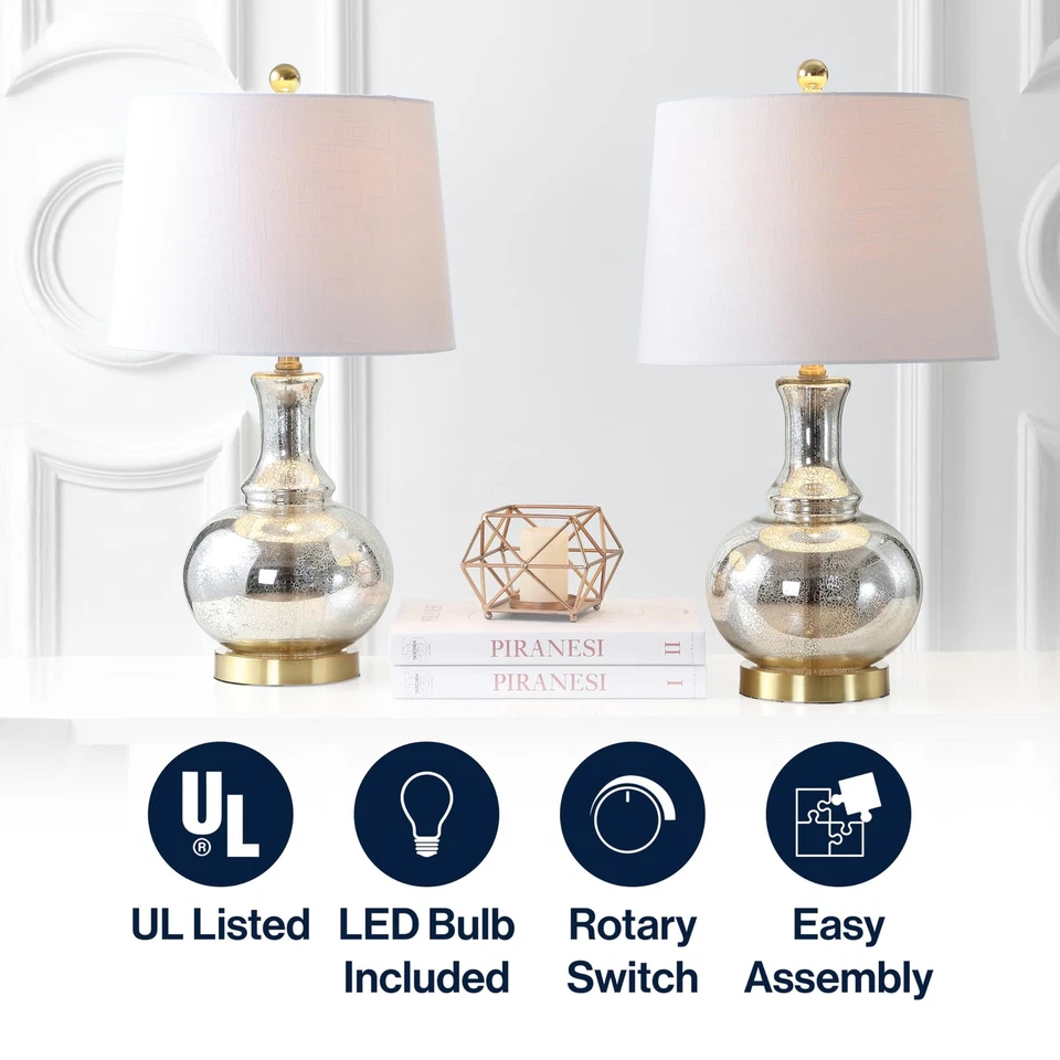 JYL1068A-SET2 Juego de 2 Lámparas de Mesa Lavelle 25" Vidrio LED Lámpara de Mesa Contemporánea... Foto 3 de 4