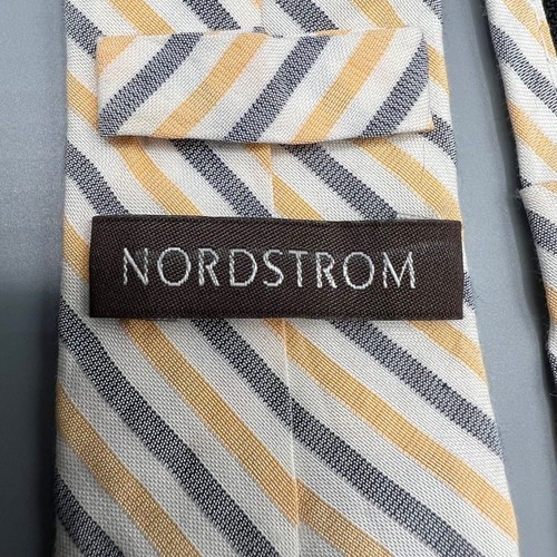 Nordstrom Kids Beige, Yellow, and Blue Striped Adjustable Zipper Tie (14" Long) - Picture 5 of 12