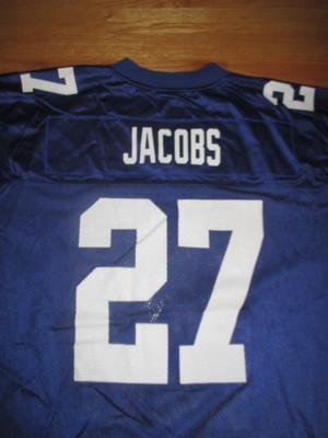 ゲームシャツ　NFL No.27/JACOBS/フットボール Reebok NFL Players BRANDON JACOBS No. 27 NEW YORK GIANTS (XL