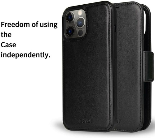 iPhone 12 Pro Max leather Case, Magnetic Protective Flip Cover with Card Holder - Picture 2 of 27