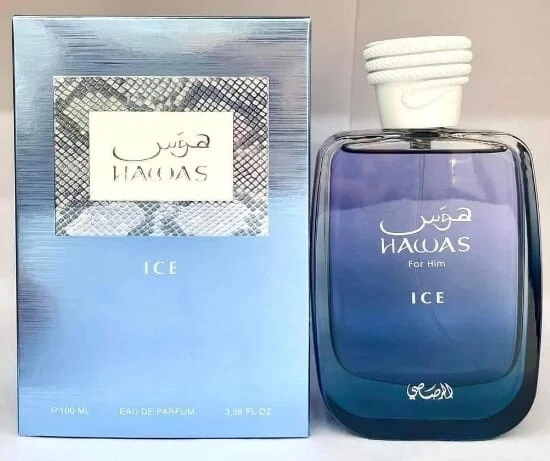 NEW RASASI HAWAS “ICE” EAU DE PARFUM FOR MEN AROMATIC AQUATIC FRAGRANCE-100  ML