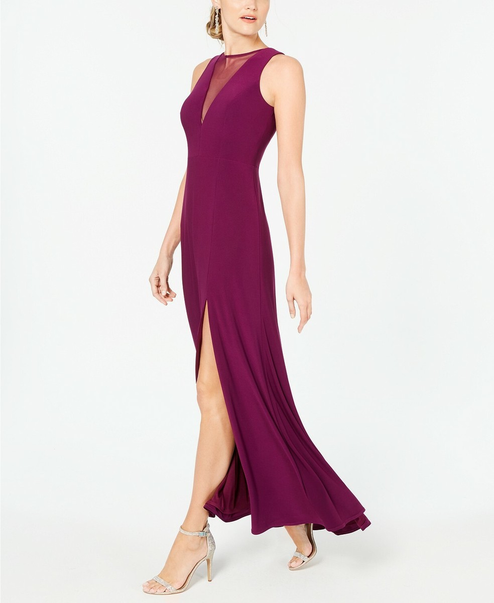Nightway Illusion-Inset A-Line Gown Berry Size 12 $109