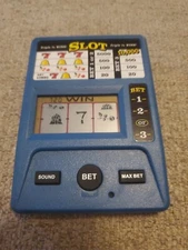 Rec Zone Electronic Slot Machine Handheld Pocket Arcade Game Blue Tested