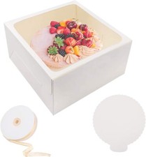 20Pcs Cake Boxes with Window and Boards White Bakery for