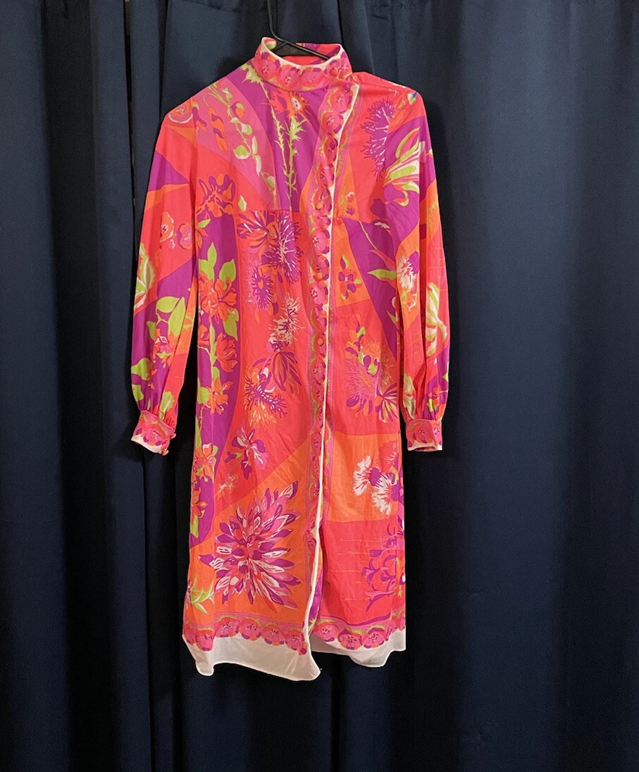 Emilio Pucci Pre-Owned 1970s graphic-print silk dress - Pink