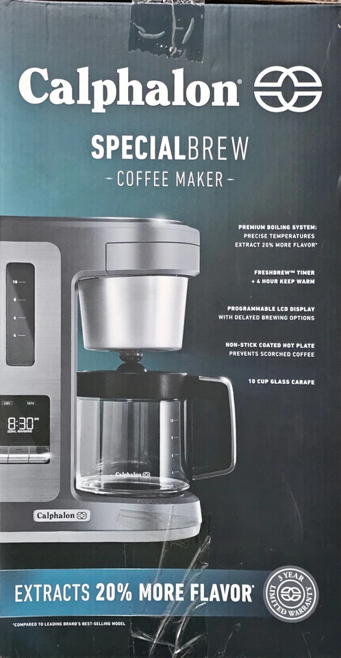 NEW Calphalon Special Brew 10 Cup Coffee Maker Stainless Steel W/ Glass Carafe - Image 3 of 4