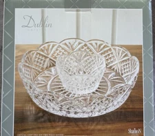 Godinger Dublin Crystal 12" Chip and Dip Two Piece Server In Box