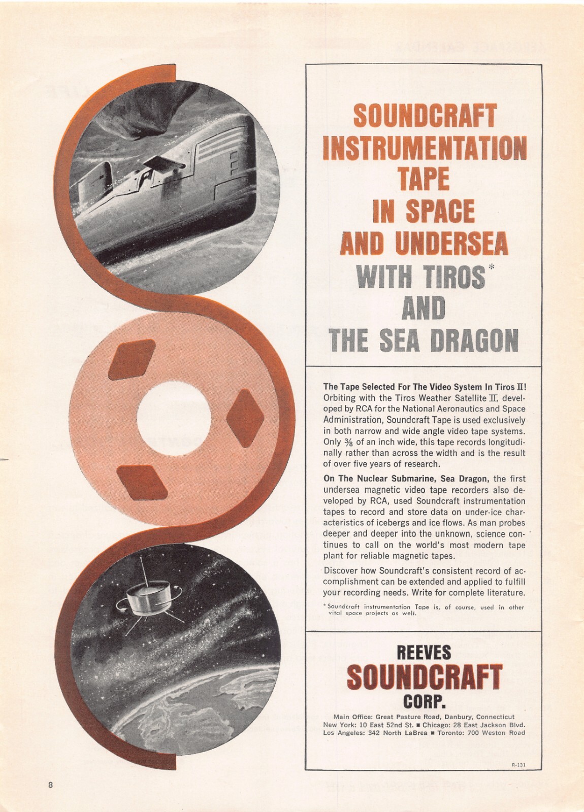 Reeves Soundcraft Corp Danbury CT Submarine Space Technology Vintage Print Ad