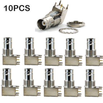 10pcs BNC female bulkhead 90° solder PCB mount right angle connector