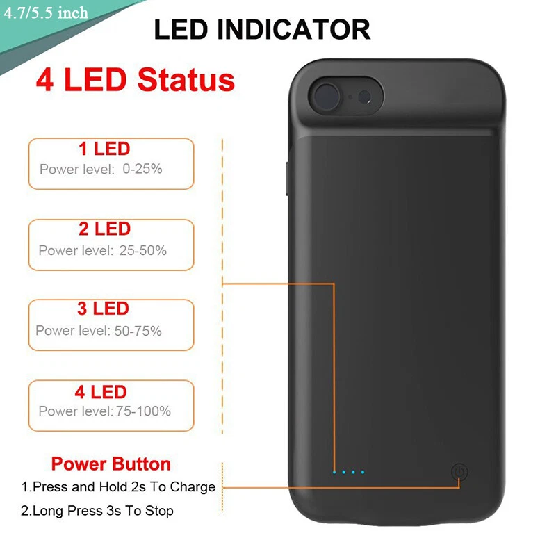 Funda Cargador Batería Externa Recargable para Teléfono 6/7/8/Xs/Xr/Xs Max Foto 3 de 4