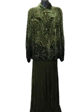 CITRON Santa Monica Size Medium Large Silk Blend Set Skirt Blouse Top Velvet