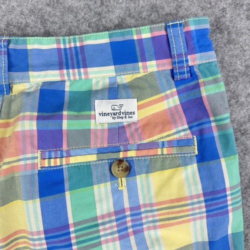 Vineyard Vines Yellowfin Plaid Club Shorts Boys 16 Preppy Beach Coastal Chinos - Picture 4 of 10