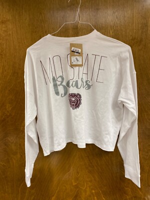 Kids'' Threads 91'' white cropped MO STATE BEARS long sleeve top. Size M 8-10
