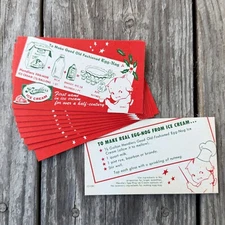 10 Vintage 1950s HENDLER'S ICE CREAM Kewpie Egg Nog Recipe Card WHOLESALE LOT