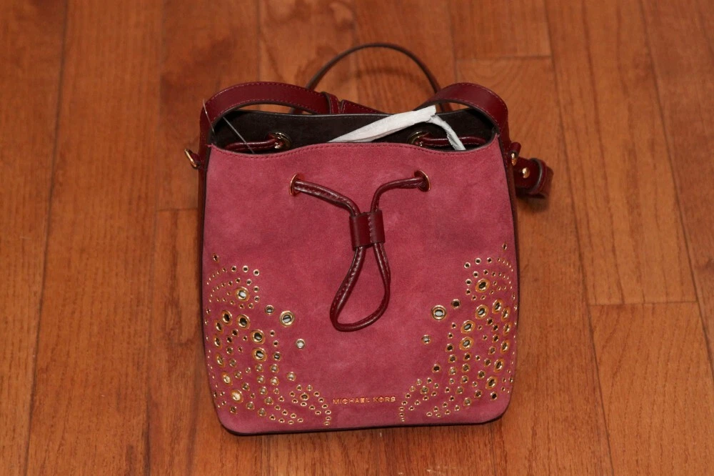 Michael kors cary medium suede bucket bag sale