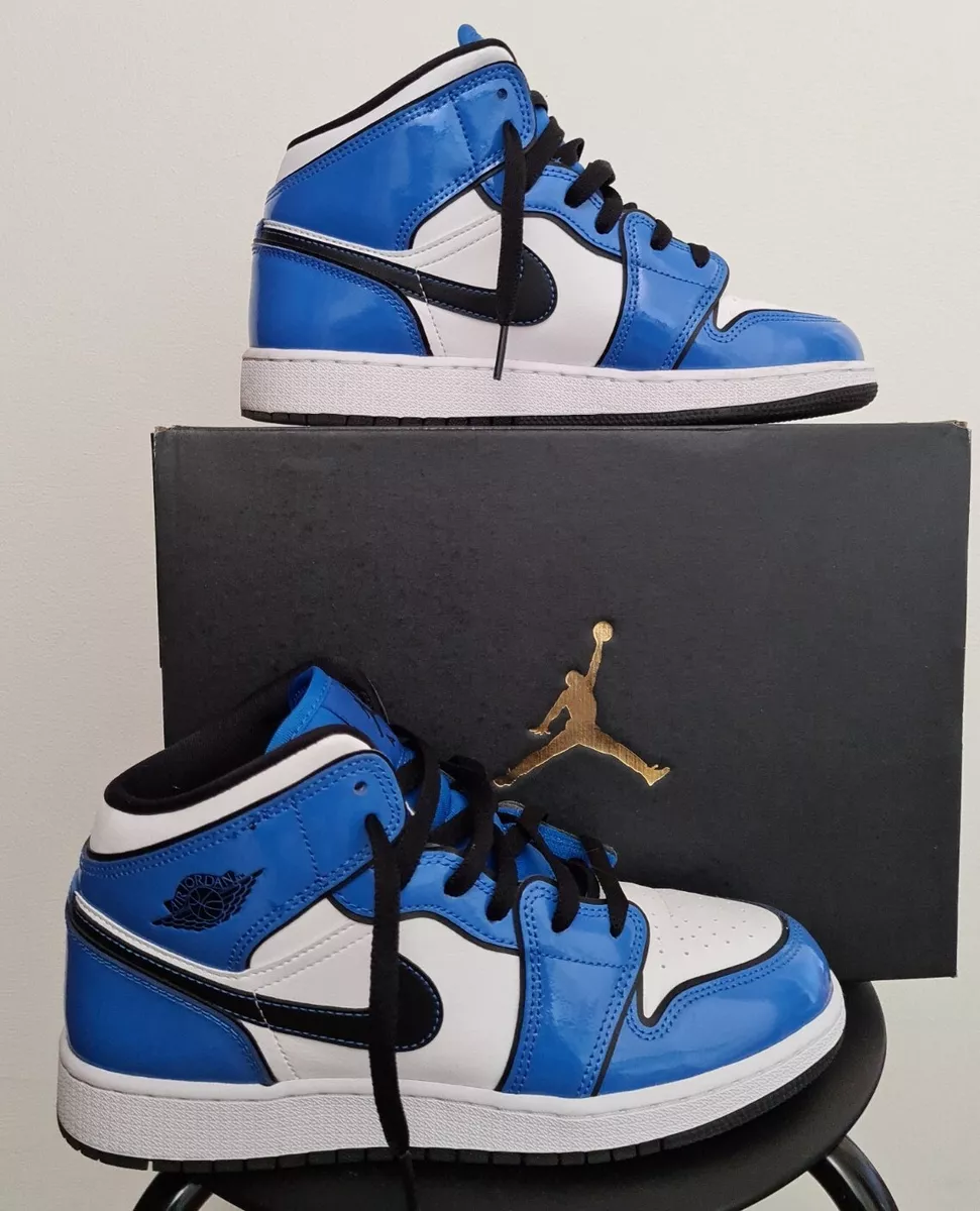 NIKE AIR JORDAN 1 Mid SE GS Signal Blue black white UK6 EU40 US 7Y CM25 W/ BOX