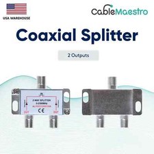 2 Way Power Pass Coaxial Splitter TV 5-2300MHz Satellite RG6 RG59 Cable