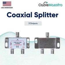 2 Way  Power Pass Coaxial Splitter TV 5-2300MHz Satellite RG6 RG59 Cable