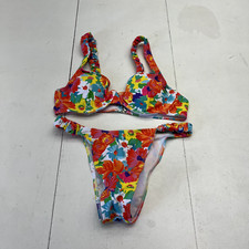 Multicolored Floral 2 Piece Bikini Swimsuit Set Women's Size Medium NEW