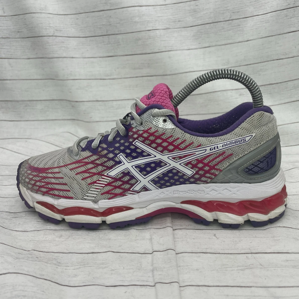 Asics Gel Nimbus 17 Gray Purple Pink Womens US Size 7 EUR 38 T557N Running Shoes
