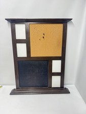 Wooden Wall Organizer Chalkboard Cork Memo Board & 4 Photo Picture Frames Combo