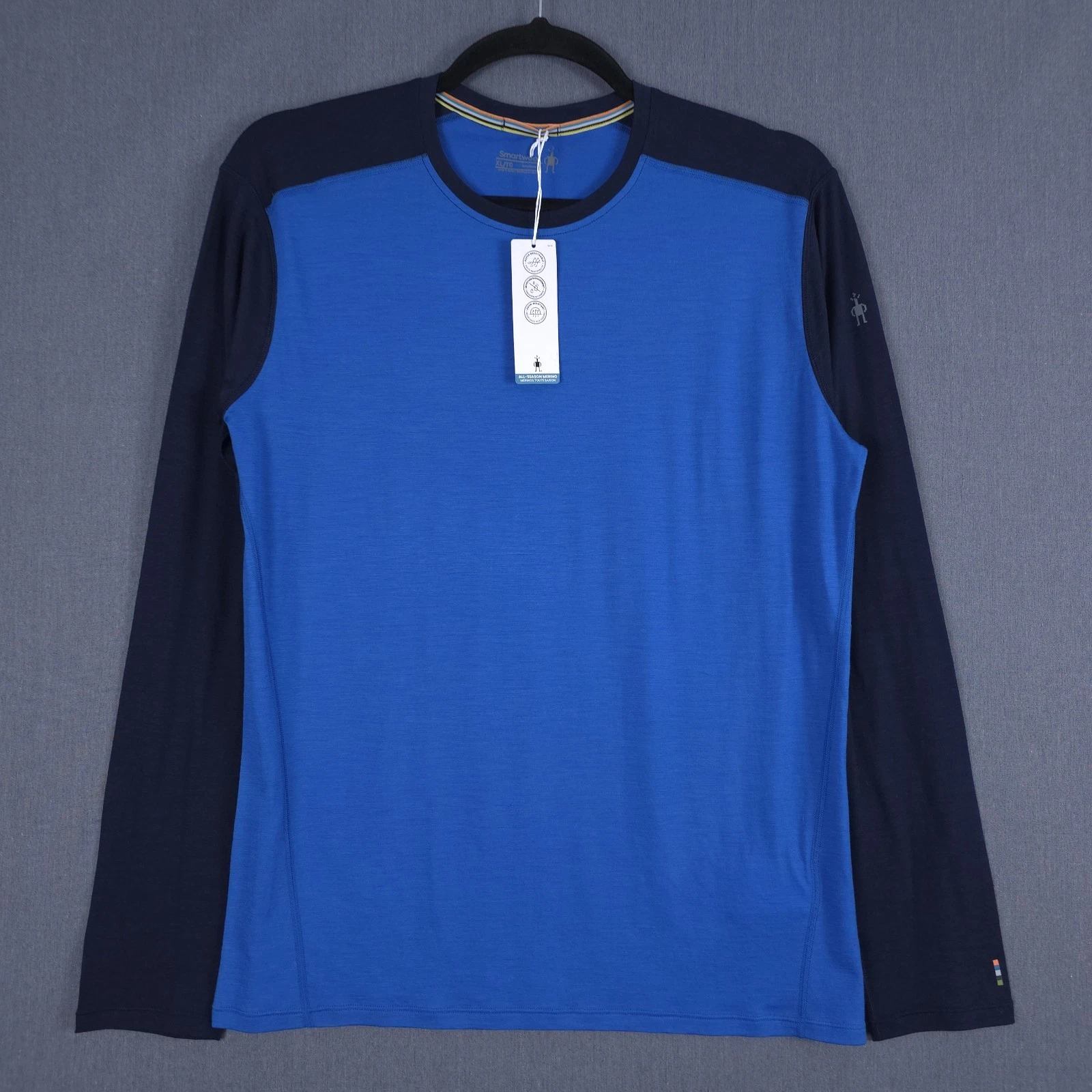 Smartwool Classic All Season Merino Base Layer Crew Mens XL Long Sleeve Blue New