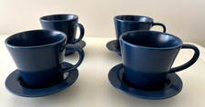 Seltenes 4-er Set IKEA DINERA dunkelblau matt Tasse mit Untertasse Nr. 13900