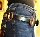 Zuni quail Concho Belt buckle + 7  conchos Inlay turquoise,  Attrib. Elliot Qual — photo 7