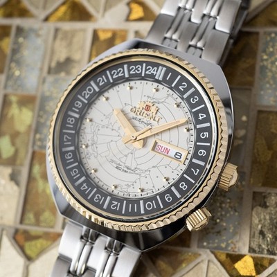 ORIENT REVIVAL World Map RN-AA0E01S Mechanische Automatik Uhr Weiß Silber