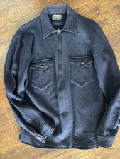 Vintage Pendleton Blue 1/4 Zip Wool Shirt Button Pockets USA Medium