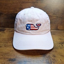 Vineyard Vines American Flag Whale Logo Adjustable Hat Strapback Cap Pink