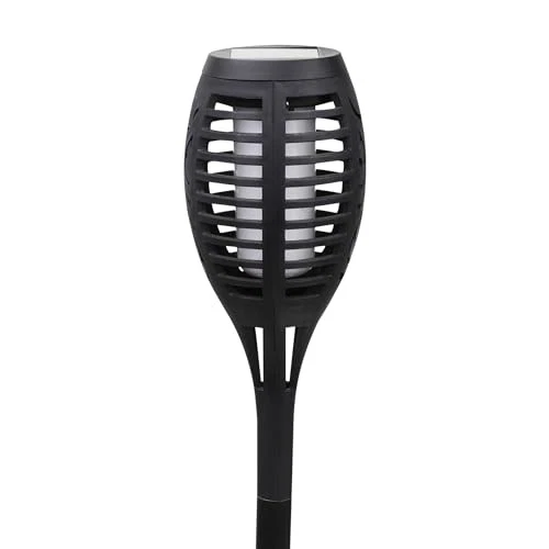 ALPINE 20" TALL OUTDOOR SOLAR POWERED PATHWAY LED TORCH LIGHT STAKES 6 - BLACK - Image 4 of 4