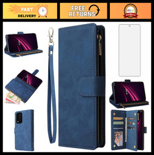 Wallet Case Tempered Glass for T-Mobile Revvl V 5G - Flip Cover Cell Phone Ca