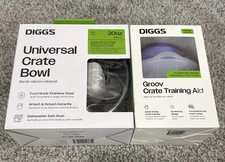 Diggs Universal Dog Pet Crate Bowl 30oz With Clip & Groov Crate Training Aid
