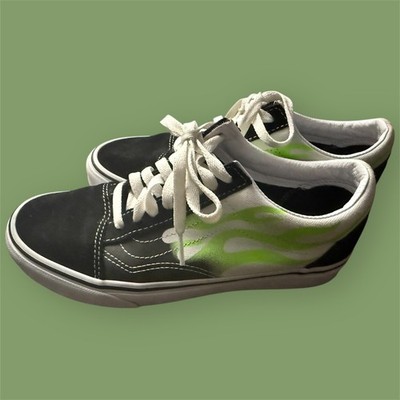 Vans Old Skool Neon Green Flame Men s 6.5/Women s 8