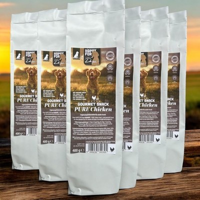 HAPPYFOR Dogs PURE CHICKEN 100% Huhn 6 x 400 g Hunde-Snack Vorratspack