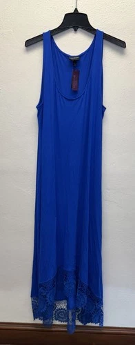 New Lane Bryant Maxi Dress Women's 18/20 Blue Stretch Sleeveless Scoop Neck NWT