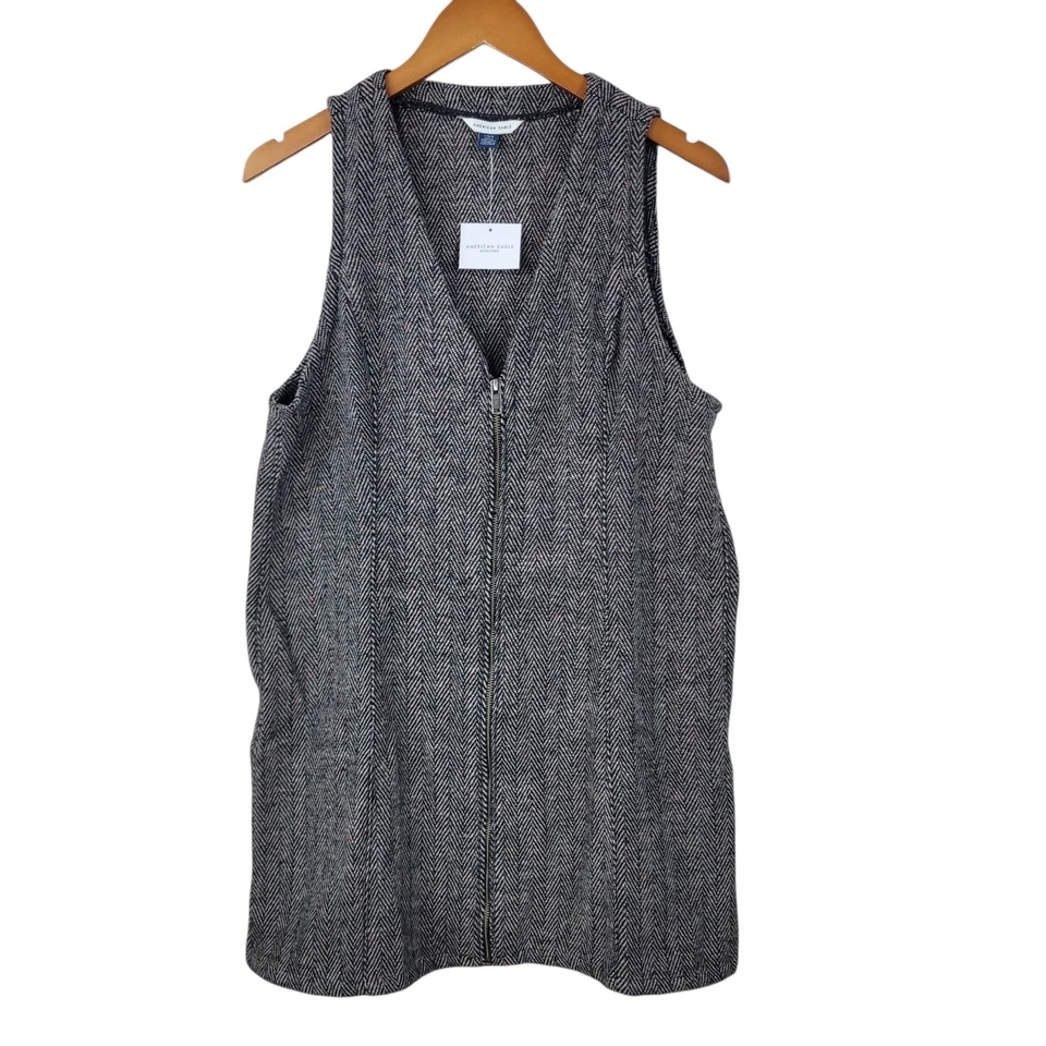 NUEVO Vestido Jersey American Eagle Tweed Talla Grande Academia General Lana Cremallera Frontal Foto 3 de 4