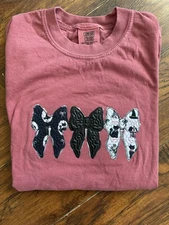 Halloween Coquette Bow Embroidered Shirt, Comfort Colors Crimson Red, Cat, Witch