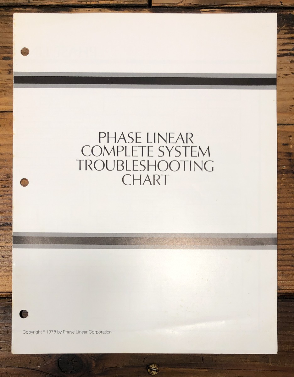 Phase Linear Complete System Troubleshooting Chart  Brochure *Original*