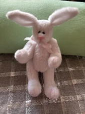 Ll Knickerbocker Mini Miniature White Stuffed Plush Animal Rabbit Bunny Jointed