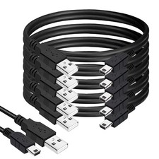  5-Pack Mini USB Cable 15ft., Durable to 15-Feet, Black