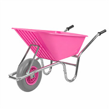 KCT 110L PINK WHEELBARROW GARDEN HEAVY DUTY LARGE PLASTIC WITH SOLID WHEEL TYRE