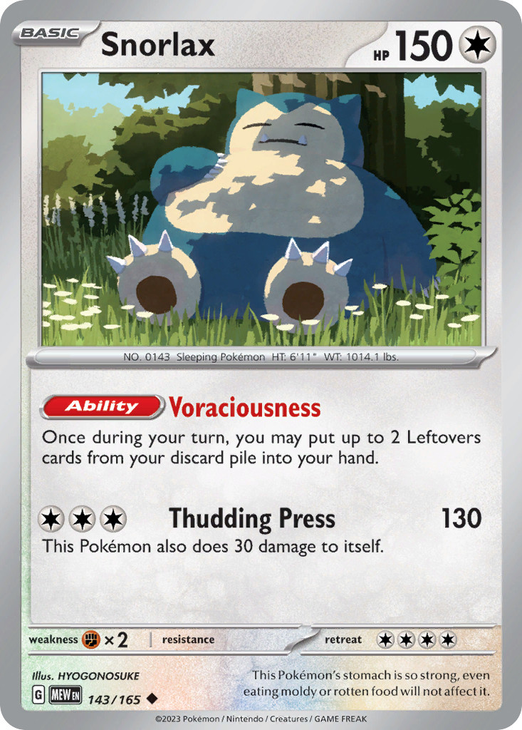 SNORLAX 143/165 UNCOMMON 151 POKEMON NEAR MINT 151
