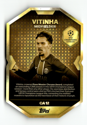 Top Secret TAS 2025 Gold Chrome Set 限定版 Topps Match Attax CL 2025-26 No. CA 12 Vitinha Pass Master Chrome